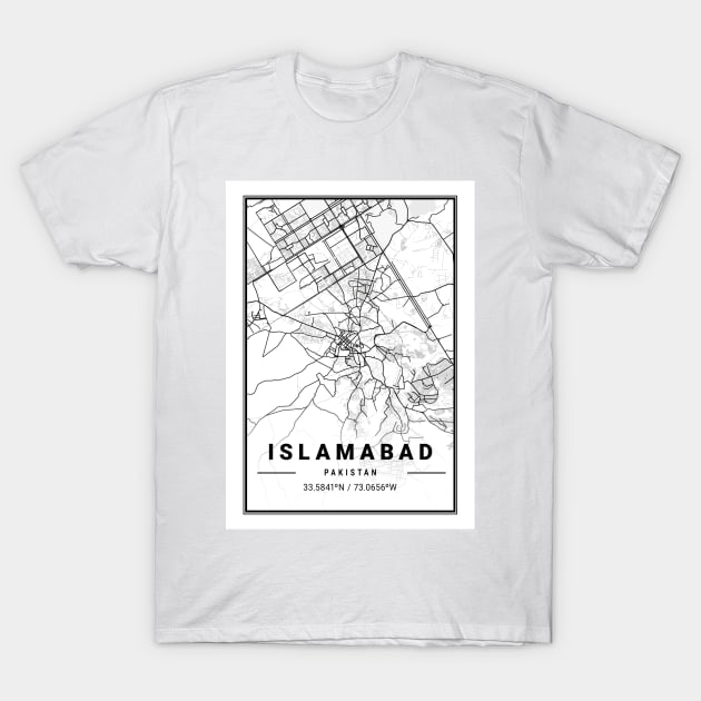 Islamabad Light City Map T-Shirt by tienstencil